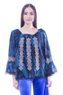 Bluza tul albastru cu broderie Liza Panait Liza Panait Online Boutique