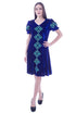 Rochie catifea albastra cu broderie Liza Panait Liza Panait Online Boutique