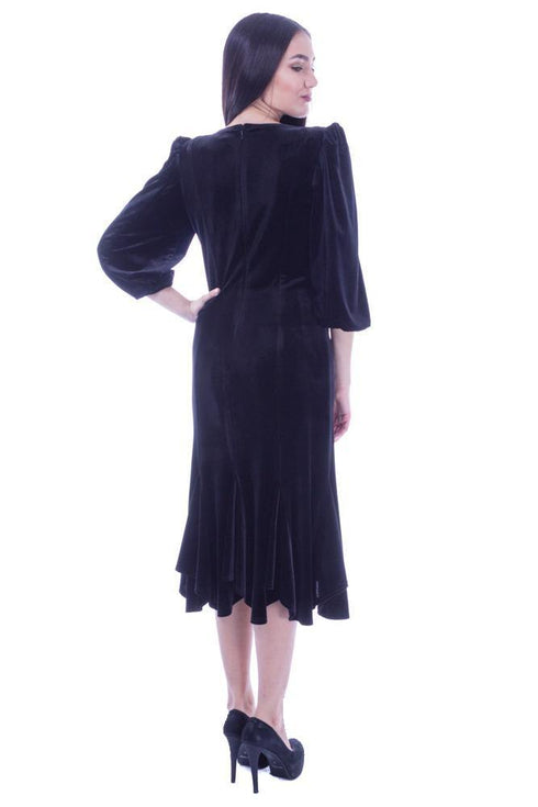 Rochie catifea neagra cu broderie Liza Panait Liza Panait Online Boutique
