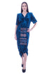 Rochie catifea turcoaz cu broderie Liza Panait Liza Panait Online Boutique