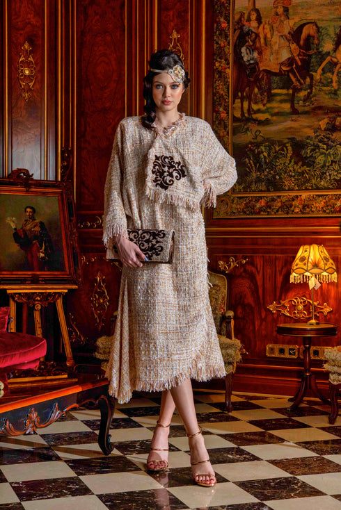 Rochie din lana cu nasturi din perle BT-5