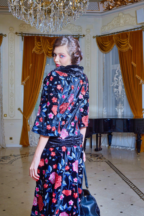 Pardesiu de catifea cu broderie Liza Panait Liza Panait Online Boutique