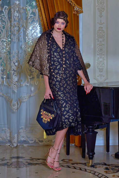 Rochie tricot negru cu aramiu Liza Panait Liza Panait Online Boutique