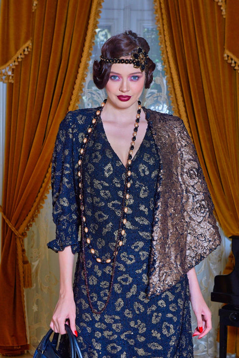 Rochie tricot negru cu aramiu Liza Panait Liza Panait Online Boutique