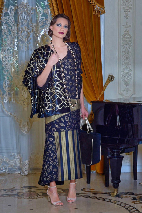 Rochie tricot negru cu aramiu Liza Panait Liza Panait Online Boutique