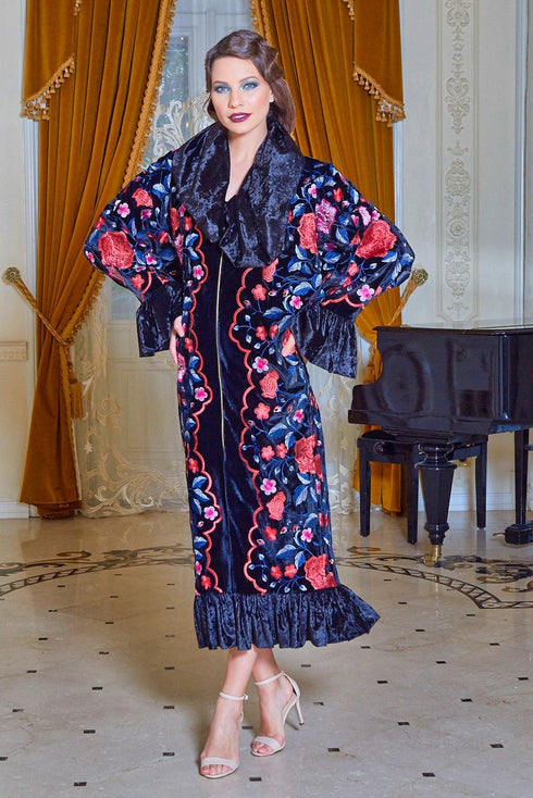 Pardesiu catifea cu broderie Liza Panait Liza Panait Online Boutique