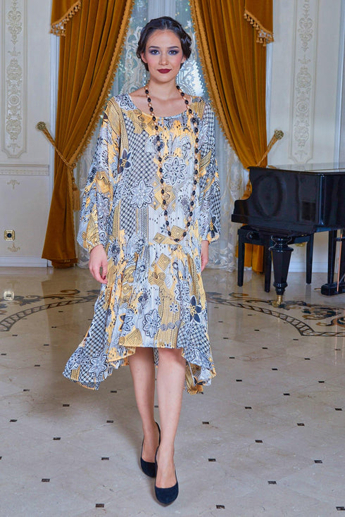 Rochie voal alb imprimat Liza Panait Liza Panait Online Boutique