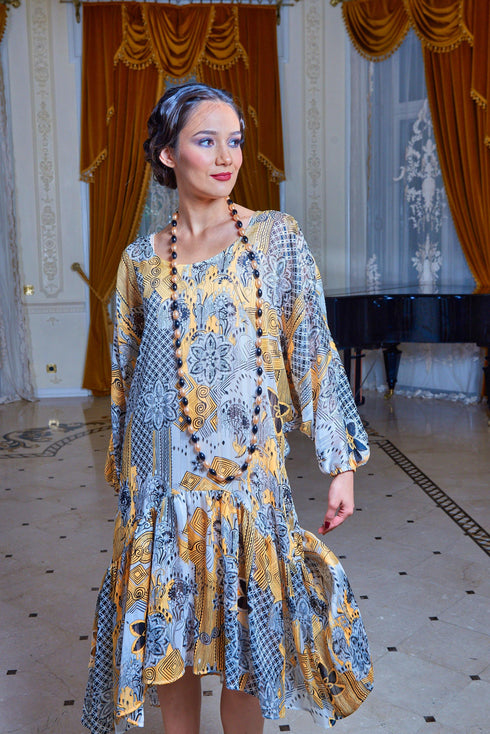 Rochie voal alb imprimat Liza Panait Liza Panait Online Boutique