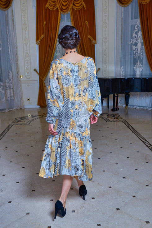 Rochie voal alb imprimat Liza Panait Liza Panait Online Boutique