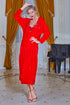 Rochie catifea rosie brodata Liza Panait Liza Panait Online Boutique
