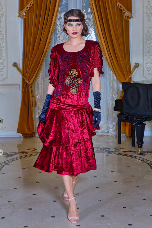 Rochie catifea cu broderie Liza Panait Liza Panait Online Boutique