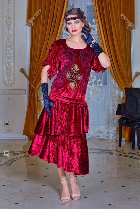 Rochie catifea cu broderie Liza Panait Liza Panait Online Boutique