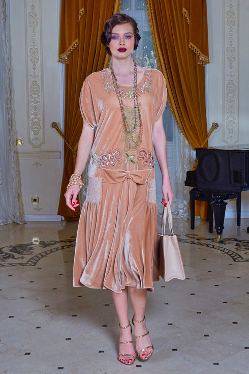 Rochie catifea cu broderie Liza Panait Liza Panait Online Boutique