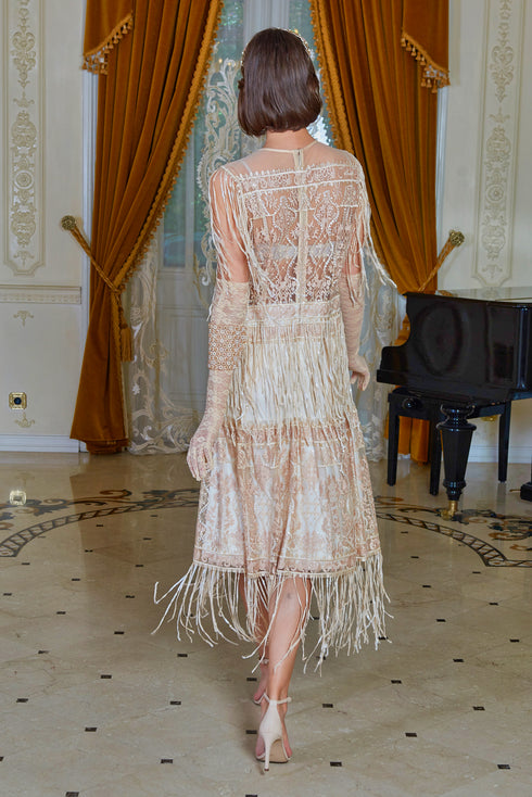 Rochie tull bej cu broderie Liza Panait Liza Panait Online Boutique