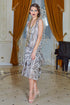 Rochie voal bej cu imprimeu Liza Panait Liza Panait Online Boutique