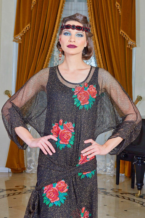 Rochie plasa negru cu auriu Liza Panait Liza Panait Online Boutique