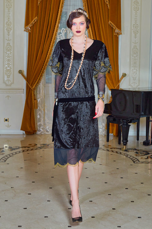 Rochie catifea cu broderie Liza Panait Liza Panait Online Boutique