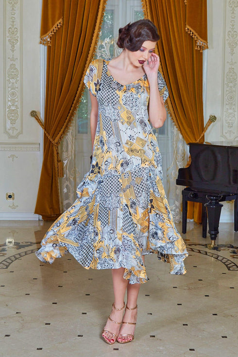 Rochie voal alb cu imprimeu Liza Panait Liza Panait Online Boutique