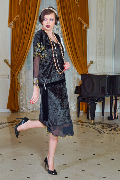 Rochie catifea cu broderie Liza Panait Liza Panait Online Boutique