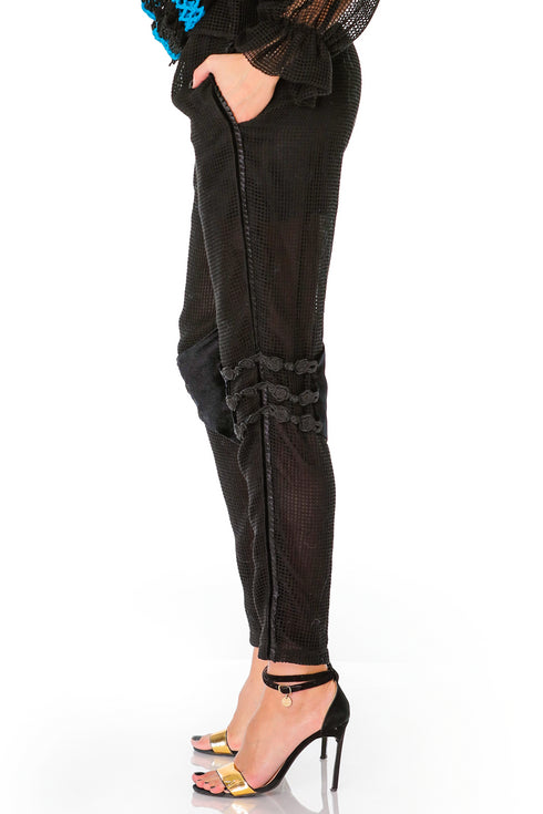 Pantalon plasa cu aplicatii T-12