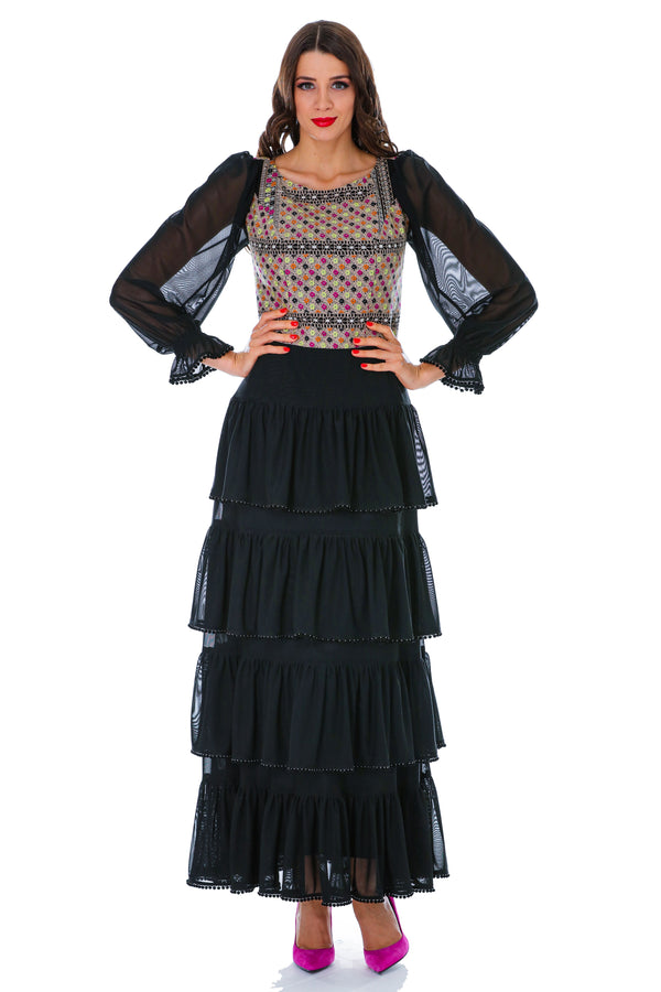 Rochie triplu voal brodat M-56