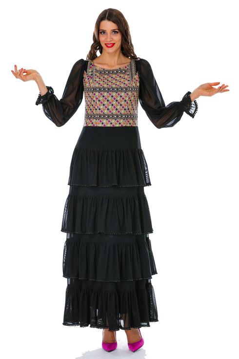 Rochie triplu voal brodat M-56