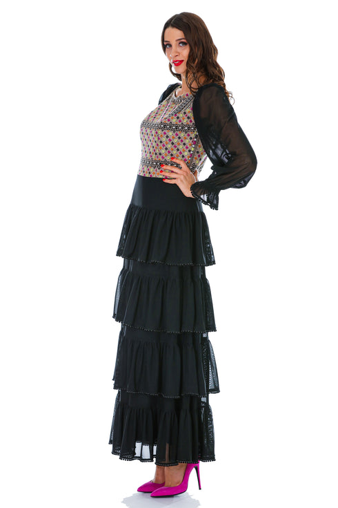 Rochie triplu voal brodat M-56