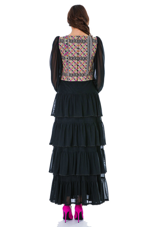 Rochie triplu voal brodat M-56