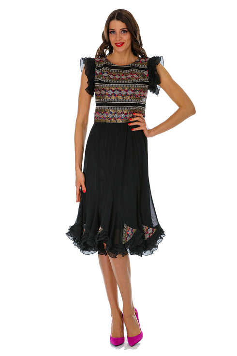 Rochie tul negru cu dantela M-58