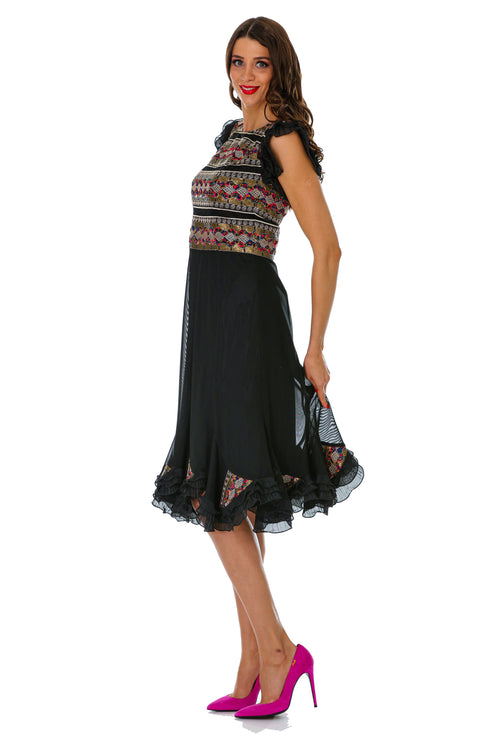Rochie tul negru cu dantela M-58