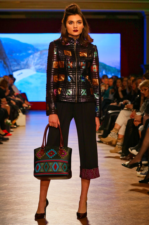 Pantalon tricot negru M-16