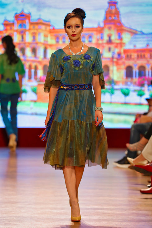 Rochie tul pictata manual I-170