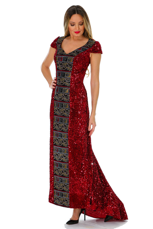 Rochie din catifea paietata M-66