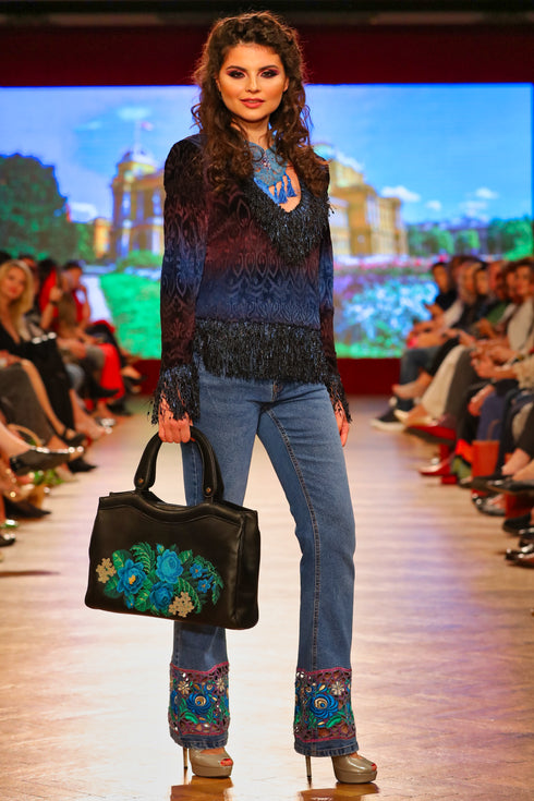 Bluza catifea cu franjuri I-54