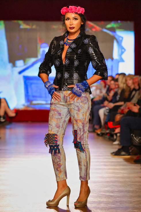 Pantalon denim pictat P-52