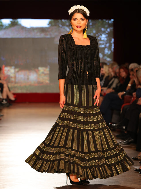 Bluza neagra din bumbac brodat P-5