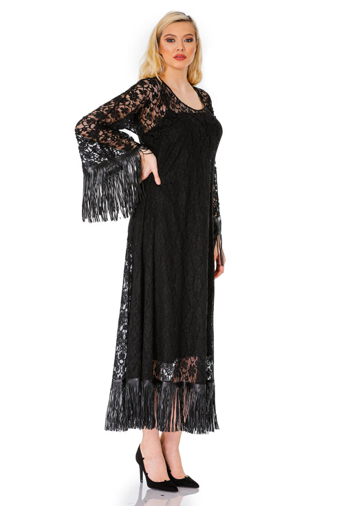 Rochie dantela si franjuri T-29