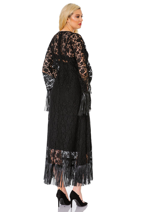 Rochie dantela si franjuri T-29