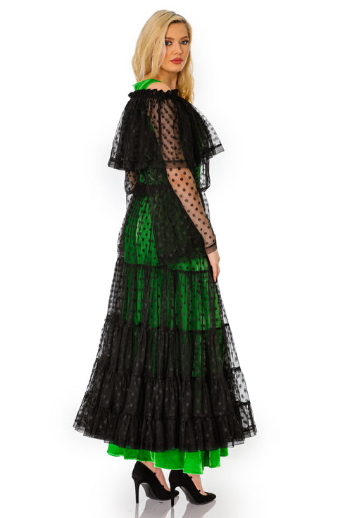 Rochie tull cu catifea T-30a