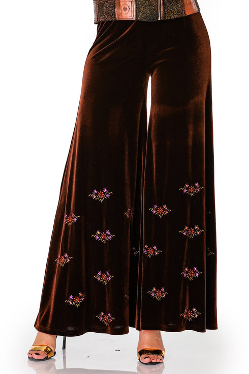 Pantaloni catifea cu broderie T-37