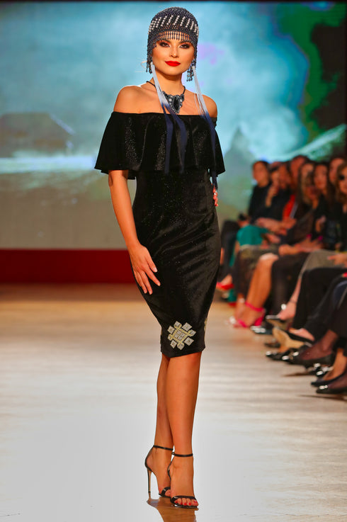 Rochie catifea cu broderie ID-5