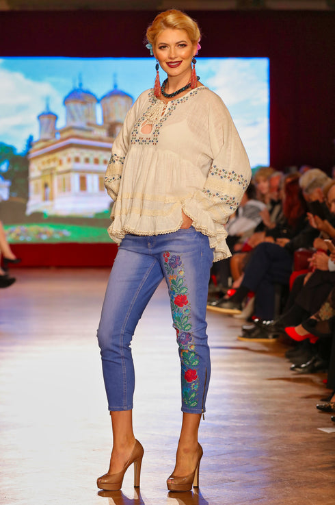 Pantalon denim albastru freeshipping - Liza Panait Online Boutique