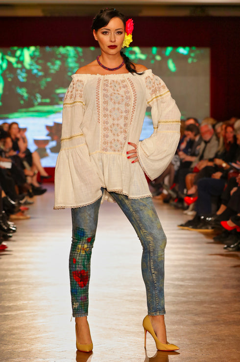 Pantalon denim impasliti cu lana freeshipping - Liza Panait Online Boutique