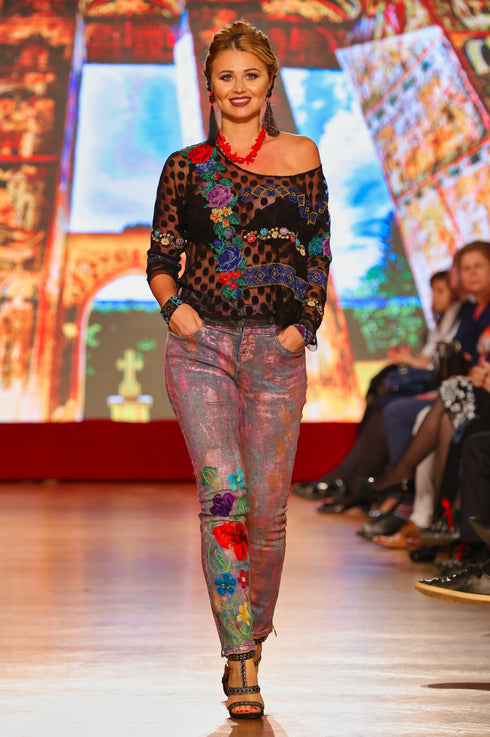 Bluza tul cu broderie P-11