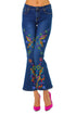 Pantalon denim cu broderie multicolora M-94b