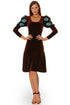 Rochie catifea cu broderie T-47