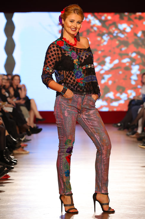 Bluza tul cu broderie P-11