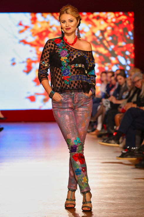 Bluza tul cu broderie P-11