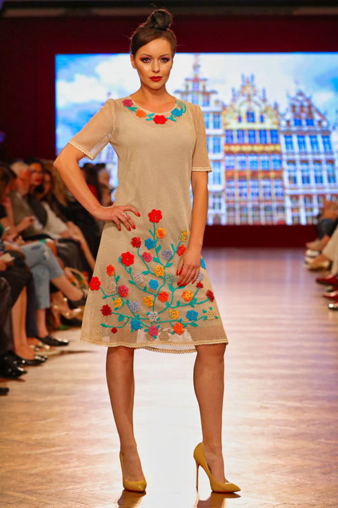 Rochie plasa bej I-300