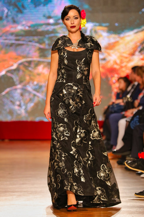 Rochie organza cu flori P-23